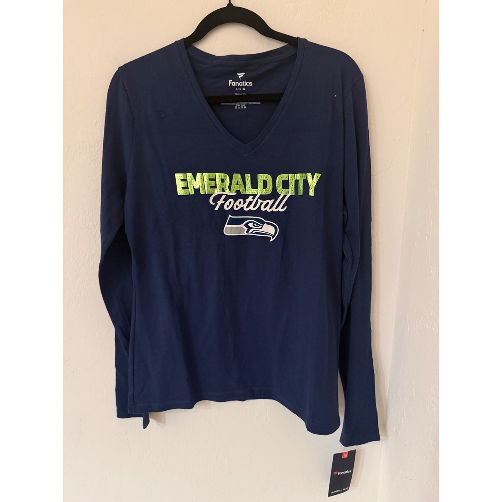 Seattle Seahawks Women's Fanatics Emerald City Long Sleeve T-shirt Size L- NWT